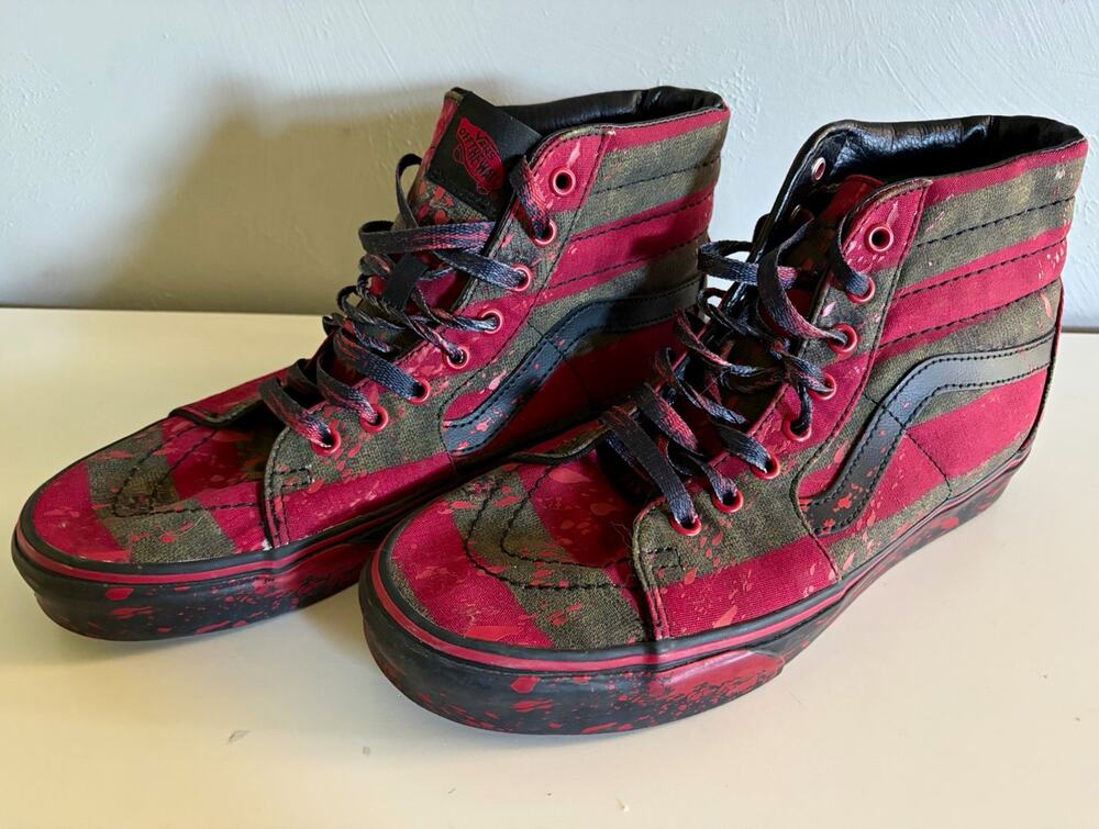 VANS SK8-Hi Red Freddy Krueger Nightmare Pack Horror on Elm Mens Size 9.5 (0219)